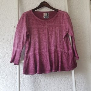 Anthropologie acid wash peplum tee